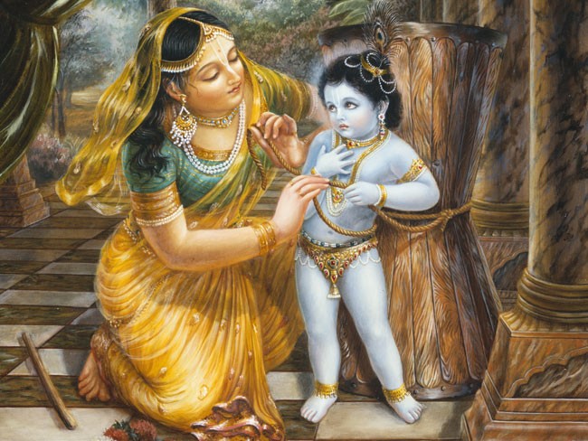 Mother Yashoda Tying Krishna to a Wooden Mortar